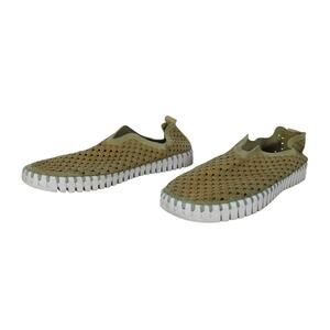 Ilse Jacobsen Sneakers EU 39 Olive Green Perforated Suede Slip On Comfort Shoes